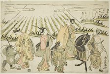 A parody of Narihira's eastern journey, c. 1764. Creator: Torii Kiyomitsu.