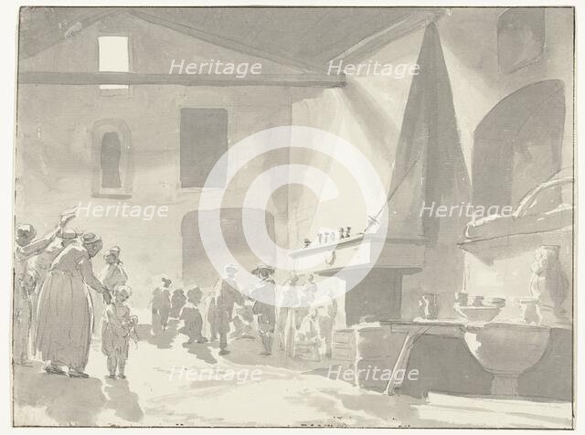 Dining room of the inn in Barletta, 1778. Creator: Louis Ducros.