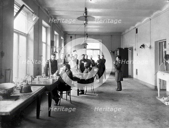 IP Pavlov and students in the vivisection room, Physiology Department at the Imperial..., [1904]. Creator: Unknown.