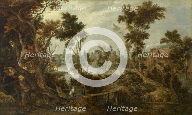 Landscape with Elias and the Widow of Sarefat, 1613. Creator: Gillis Claesz. de Hondecoeter.