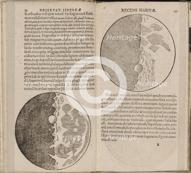 Leaf of book Sidereus Nuncius (Sidereal Messenger) by Galileo Galilei, 1610. Artist: Galilei, Galileo (1564-1642)