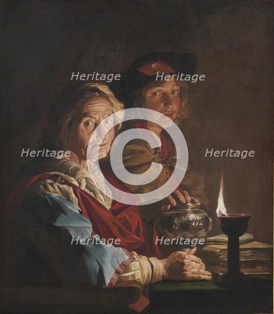 An Old Woman and a Youth by Lamplight, 1615-1650. Creator: Matthias Stomer.