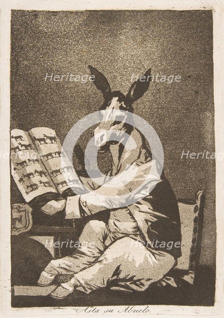 Plate 39 from 'Los Caprichos': And so was his grandfather. (Asta su Abuelo.), 1799. Creator: Francisco Goya.