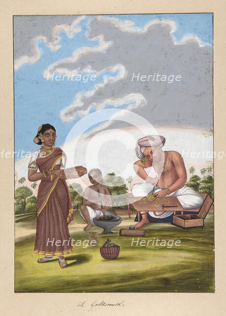A Goldsmith, from Indian Trades and Castes, ca. 1840. Creator: Anon.