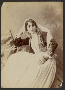 Portrait of woman with lace veil, about 1870-1880. Creator: Unknown.