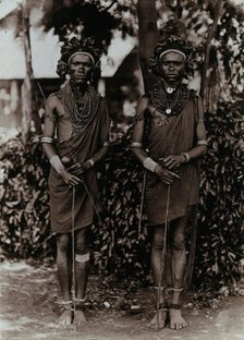 Two young Kikuyu men, carrying sticks, c1900. Creator: Unknown.