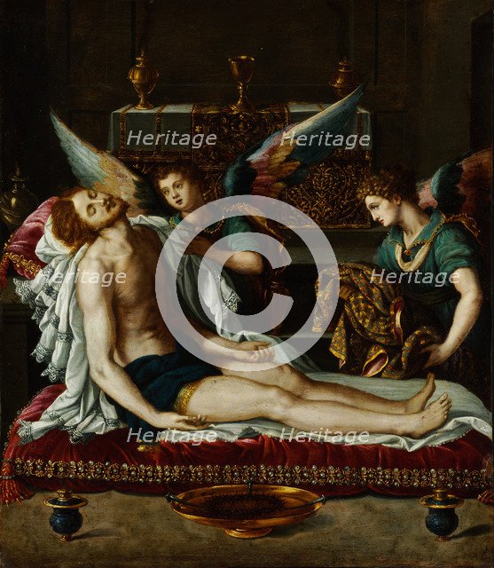 The Body of Christ Anointed by Two Angels. Artist: Allori, Alessandro (1535-1607)