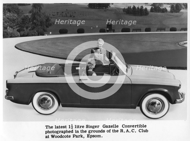 Singer Gazelle convertible, Woodcote Park, Epsom, Surrey, c1956-c1963. Artist: Unknown