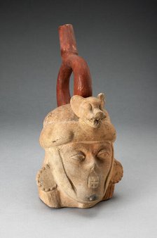 Portrait Vessel of a Ruler with Feline Headdress and Facial Deformities, 100 B.C./A.D. 500. Creator: Unknown.