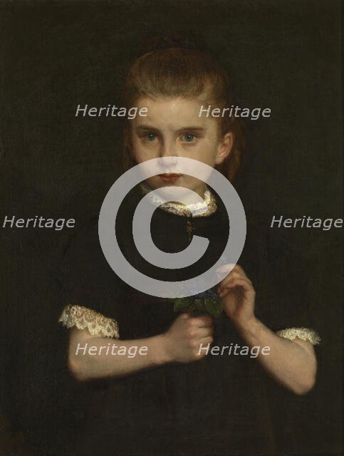 Girl holding Violets, late 19th-early 20th century. Creator: Eugene Siberdt.