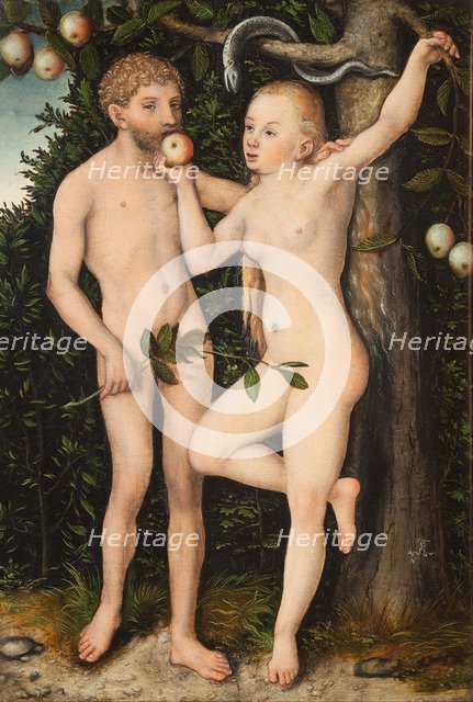 Adam and Eve. Artist: Cranach, Lucas, the Elder (1472-1553)