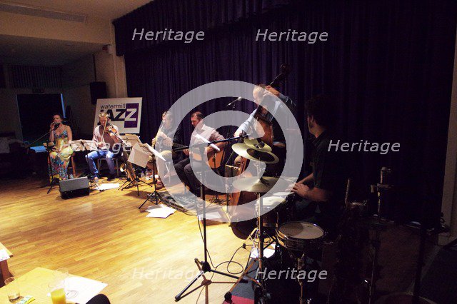 C Allard, E Dankworth, C Garrick, M Lockheart, A Dankworth and D Garcia, Watermill Jazz Club, 2014.  Artist: Brian O'Connor.