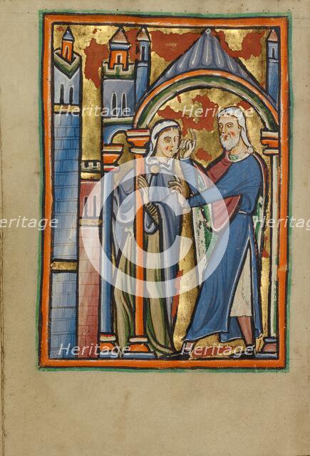 The Meeting at the Golden Gate; Illustrated Vita Christi, with devotional..., about 1190-1200. Creator: Unknown.
