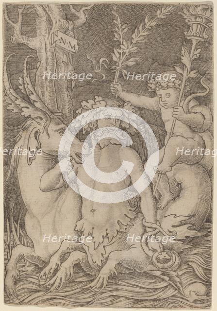 Triton Carrying a Child, c. 1507. Creator: Nicoletto da Modena.