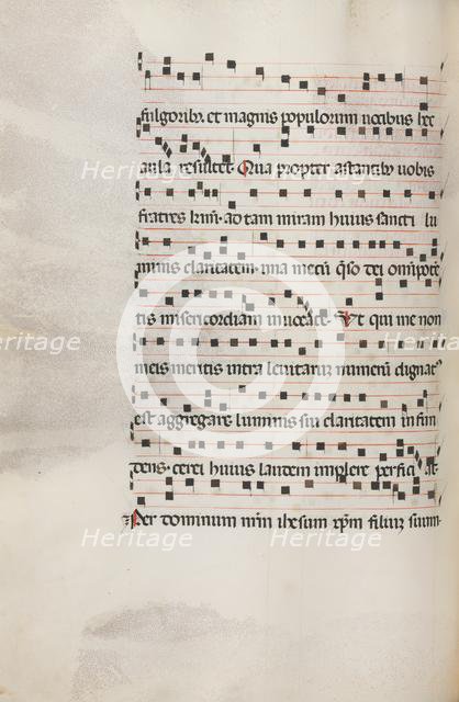 Missale: Fol. 153v: Music for "Exultet", 1469. Creator: Bartolommeo Caporali (Italian, c. 1420-1503).