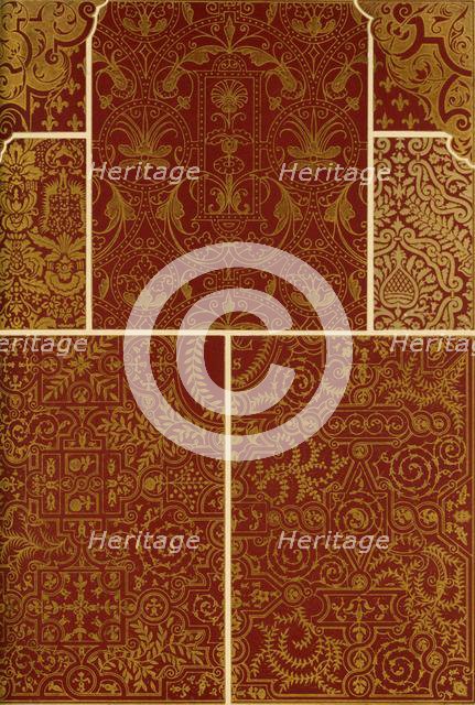 French Renaissance weaving, embroidery and book covers, (1898). Creator: Unknown.