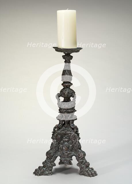 Altar-Candlestick with Shield of Arms of the Garzoni of Venice, third quarter 16th century. Creator: Unknown.