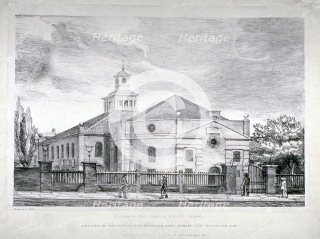 Whitefield's Tabernacle, Tottenham Court Road, St Pancras, London, 1826. Artist: J Prickett