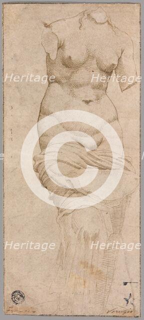 Celestial Venus (recto); Main Hall, Baths of Diocletian (verso), c.1535. Creator: Unknown.