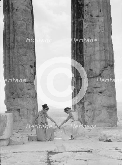 Kanellos dance group at ancient sites in Greece, 1929 Creator: Arnold Genthe.