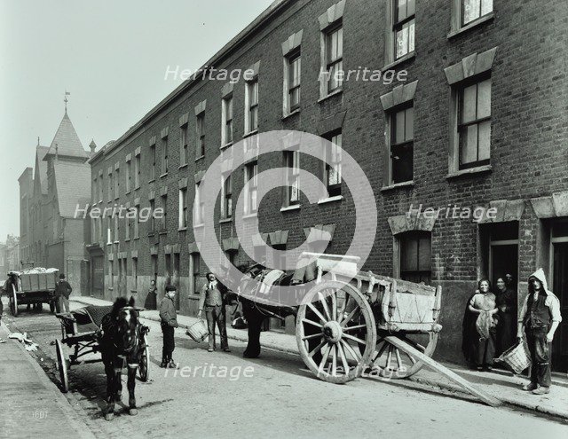 Dustmen and dust cart in Beckett Street, Camberwell, London, 1903. Artist: Unknown.