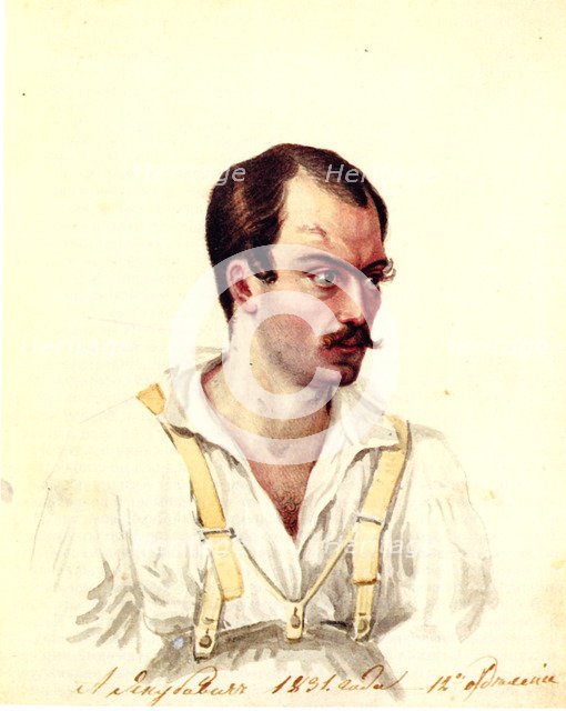 Portrait of Decembrist Alexander Ivanovich Yakubovich (1792-1845), 1831. Artist: Bestuzhev, Nikolai Alexandrovich (1791-1855)