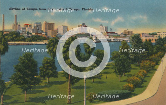 'Skyline of Tampa, from Davis Island, Tampa, Florida', c1940s. Artist: Unknown.