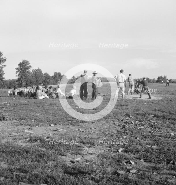 Farmers' baseball game in the country..., near Mountain Home, northern Arkansas, 1938. Creator: Dorothea Lange.