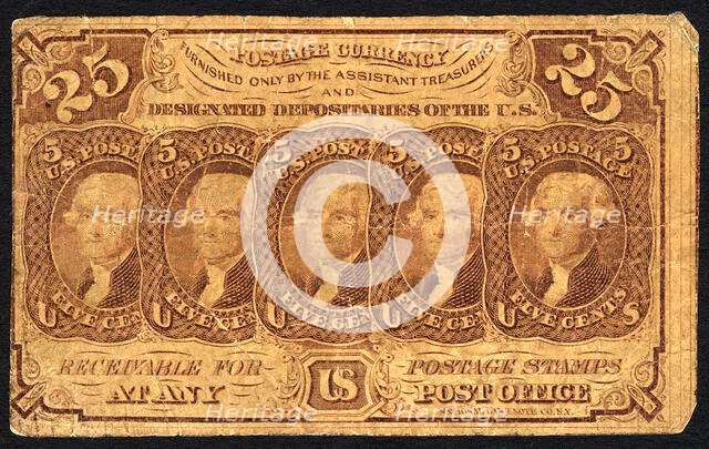25c Thomas Jefferson postage currency, 1862. Creator: Unknown.