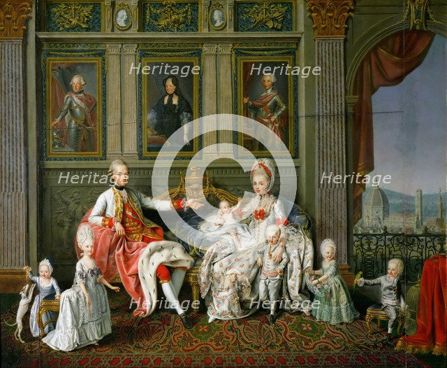 Leopold I, Grand Duke of Tuscany with his wife Maria Luisa and their children, 1773. Artist: Werlin (Verlin), Wenzel (Venceslao) (1730-1780)