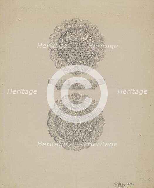 Sandwich Glass Cup Plate, 1936. Creator: Marie Famularo.