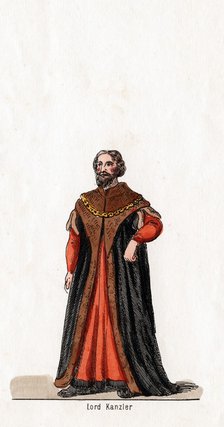 Lord Chancellor, costume design for Shakespeare's play, Henry VIII, 19th century. Artist: Unknown