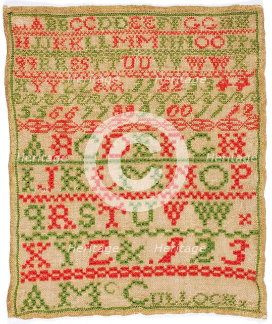 Sampler, about 1830. Creator: Unknown.