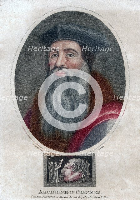 Thomas Cranmer, Archbishop of Canterbury, (1802).Artist: J Chapman