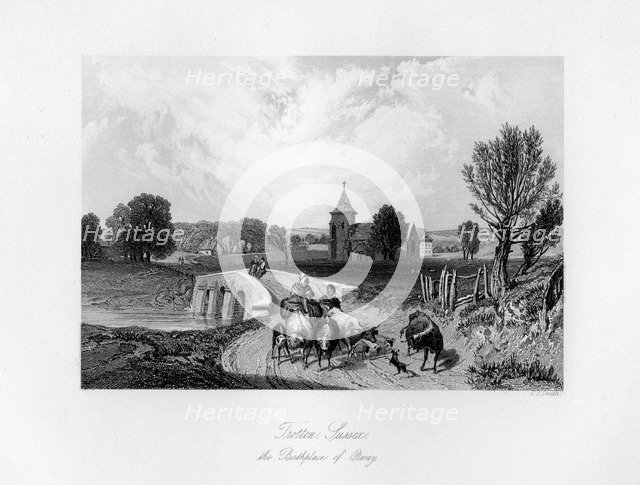 Trotton, Syssex, the birth place of Otway, 1840. Artist: C J Smith