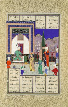 Nushirvan Greets the Khaqan's Daughter, Folio 633v from the Shahnama (Book of..., ca. 1530-35. Creator: Dust Muhammad.