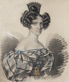 Portrait of Olga Nikolaevna Talyzina, née Zubova (1803-1882), Early 1830s. Creator: Hampeln, Carl, von (1794-after 1880).