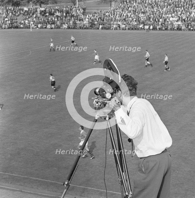 Swedish television covering a football match, Landskrona, Sweden, 1959. Artist: Unknown