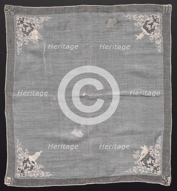 Embroidered Handkerchief, 1700s. Creator: Unknown.