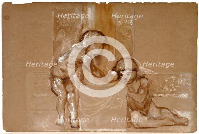 Troy Triptych - Study of Two Putti, 1870-1872. Creator: Sir Edward Coley Burne-Jones.