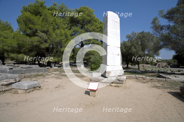 The base of the Nike of Paionios sculpture at Olympia, Greece. Artist: Samuel Magal