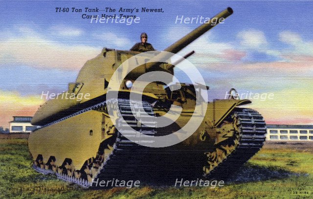 'TI-60 Ton Tank, The Army's newest, Camp Hood, Texas', USA, 1943. Artist: Unknown