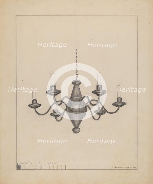 Candle Chandelier, c. 1936. Creator: Columbus Simpson.