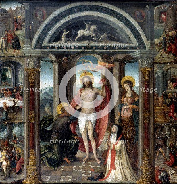 Doubting Thomas putting his hand into Christ's wounds. Artist: Unknown