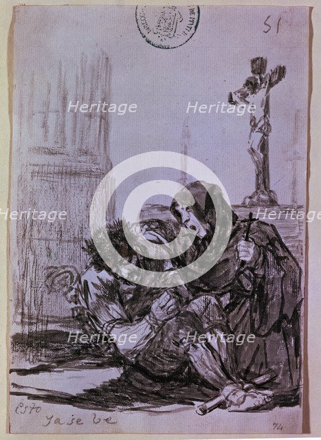  'This is leaving'. Drawing No. 300 of the series of sepia gouaches by Francisco de Goya.