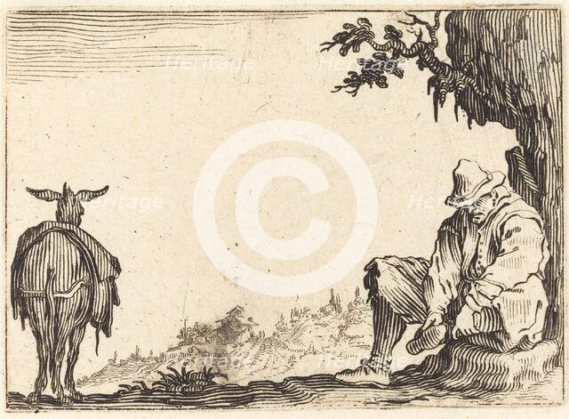 Peasant Removing His Shoe, c. 1622. Creator: Jacques Callot.