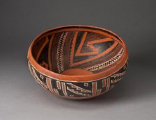 Bowl with Geometric Black-and-White Motifs on Interior and Exterior Survace, A.D. 1300/1400. Creator: Unknown.