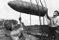 Large shell on its way to the front, First World War, 1914-1916, (c1920). Artist: Unknown