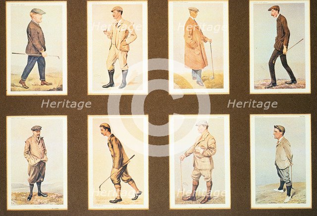 Set of golf cards by Leslie Ward (1851-1922), 1980s. Artist: Spy