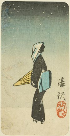 The Streetwalker Scene from the play Koshaku (Koshaku yotakaba), section of a sheet from t..., 1854. Creator: Ando Hiroshige.